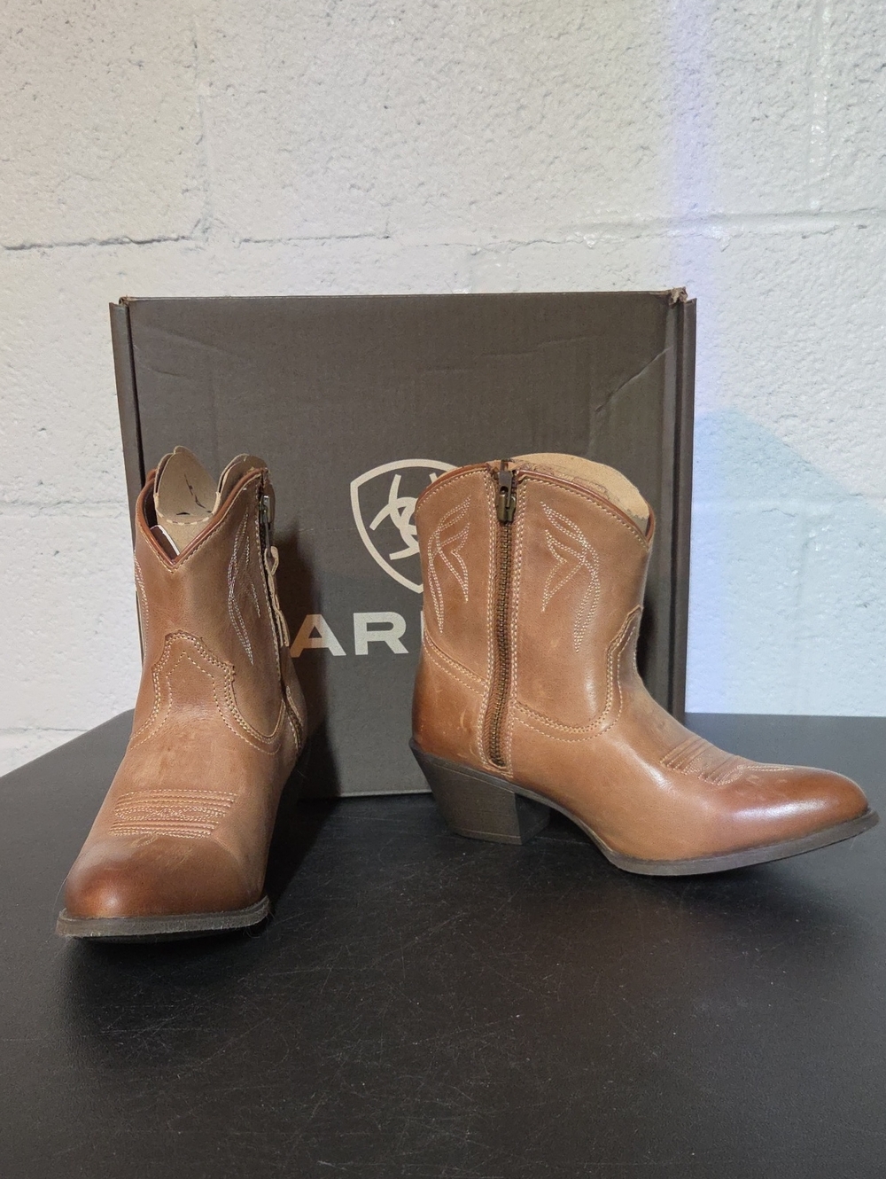 Ariat Women’s Tan Leather Western Ankle Boots